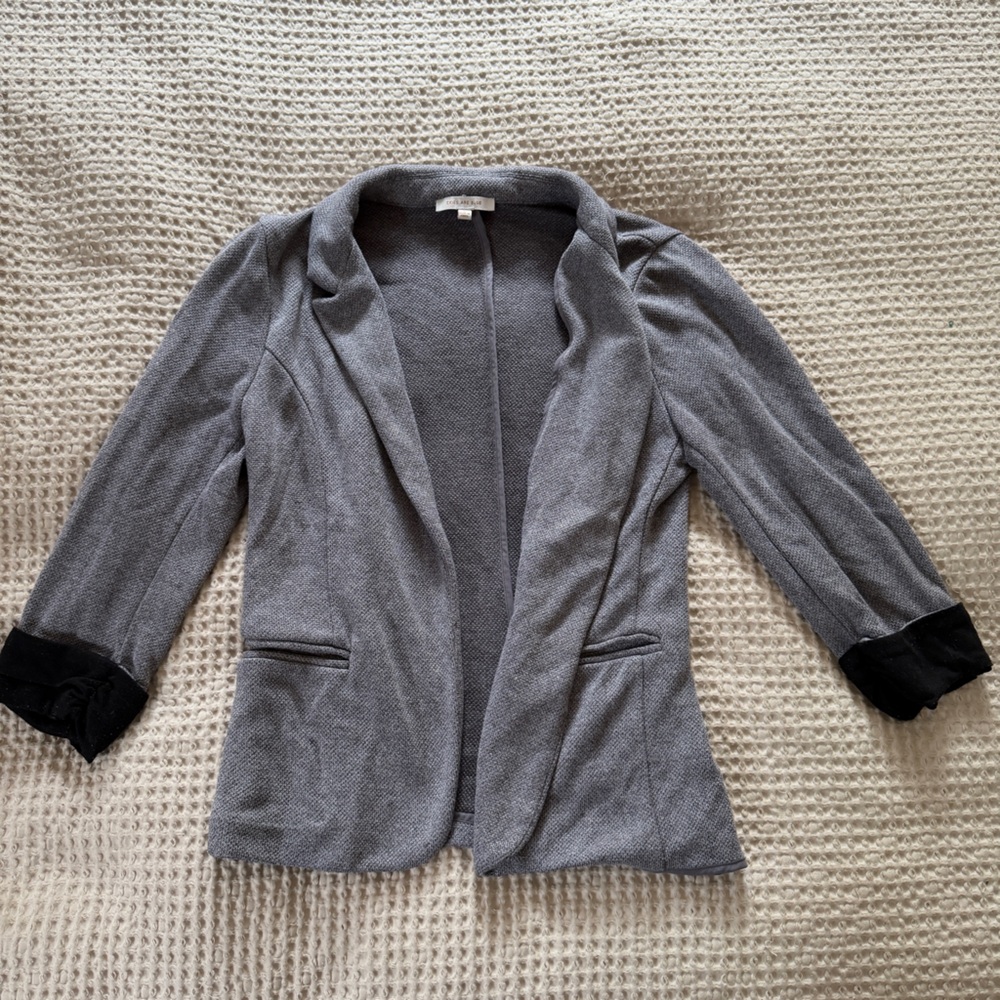 Gray Blazer with Black Accents